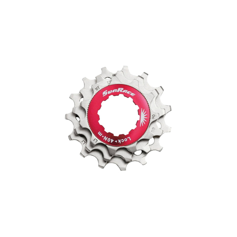 Kit 3 pignons Sunrace 11-13-15 avec contre-écrou pour cassette – 12 v Argent