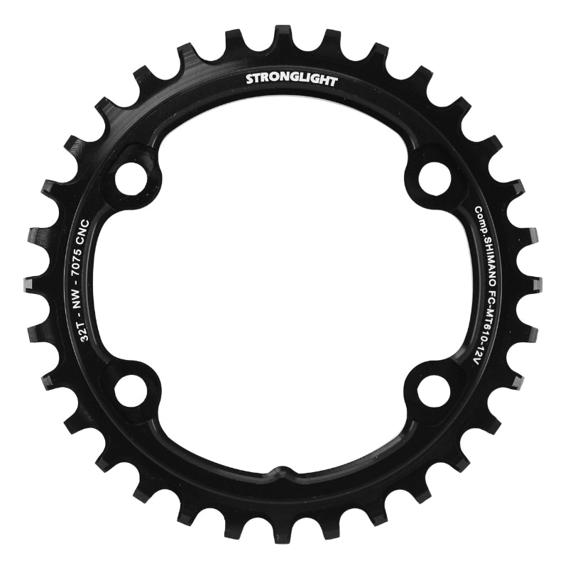 Plateau VTT Stronglight 4 branches 96 mm pour Shimano SLX MT610 mono noir 12 v – 32 dents