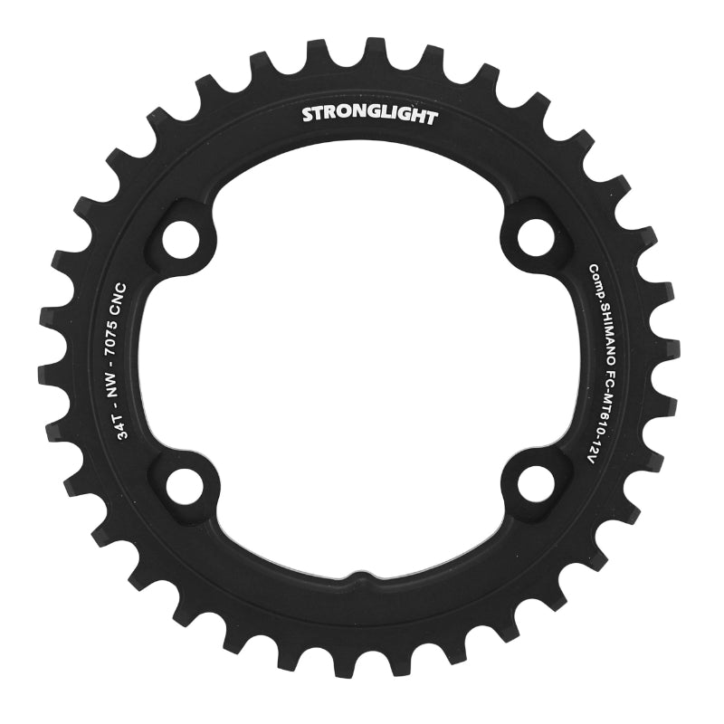 Plateau VTT Stronglight 4 branches 96 mm pour Shimano SLX MT610 mono noir 12 v – 34 dents