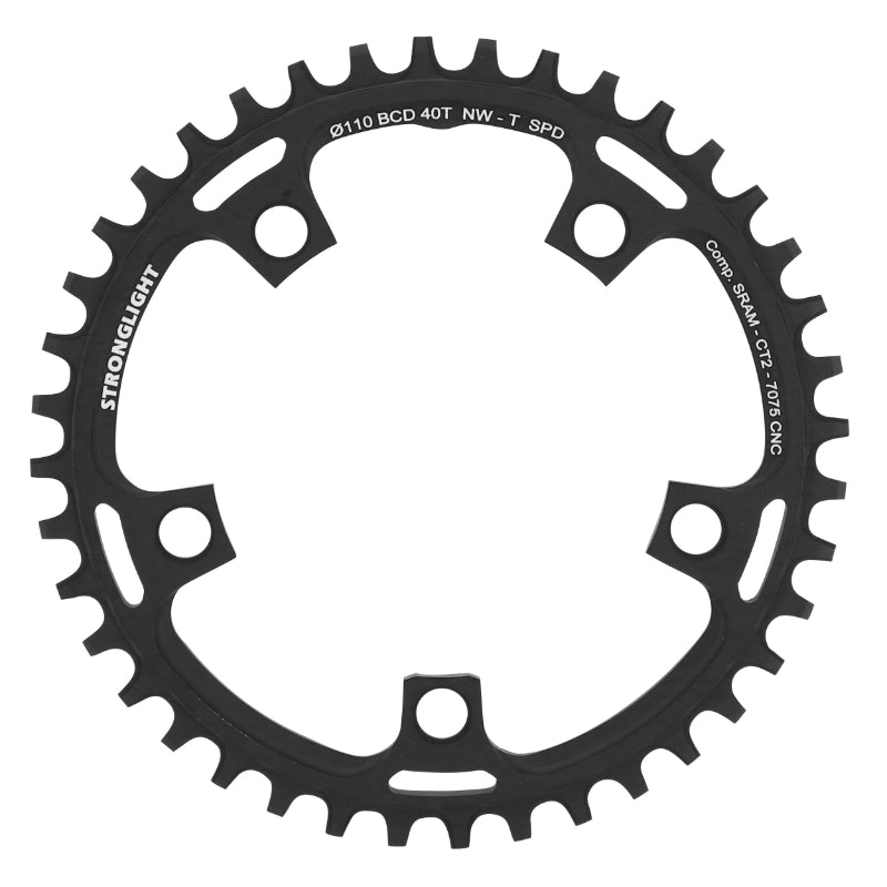 Plateau gravel Stronglight 5 branches 110 mm pour SRAM mono noir CT2 11 v narrow wide – 40 dents