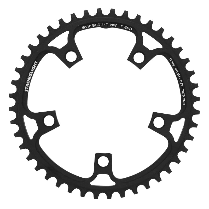 Plateau gravel Stronglight 5 branches 110 mm pour SRAM mono noir CT2 11 v narrow wide – 44 dents