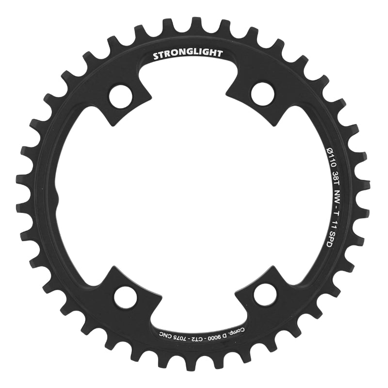 Plateau gravel Stronglight 4 branches 110 mm pour Shimano Ultegra 6800 mono noir CT2 11 v narrow wide – 38 dents