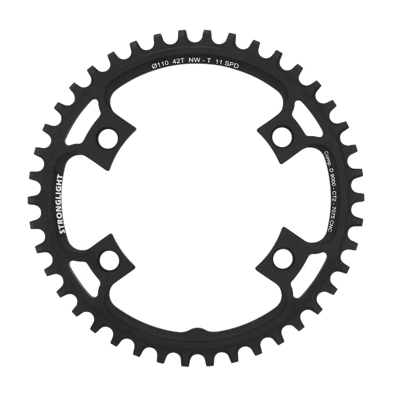 Plateau gravel Stronglight 4 branches 110 mm pour Shimano Ultegra 6800 mono noir CT2 11 v narrow wide – 42 dents