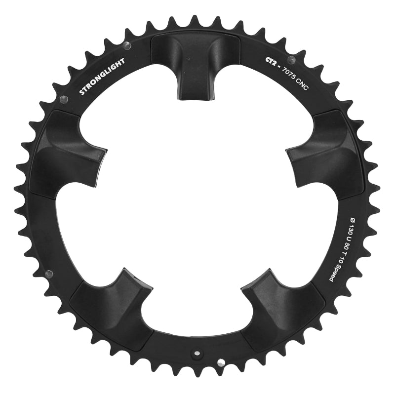 Plateau route Stronglight 5 branches 130 mm pour Shimano Ultegra 6700 extérieur noir CT2 10 v – 50 dents