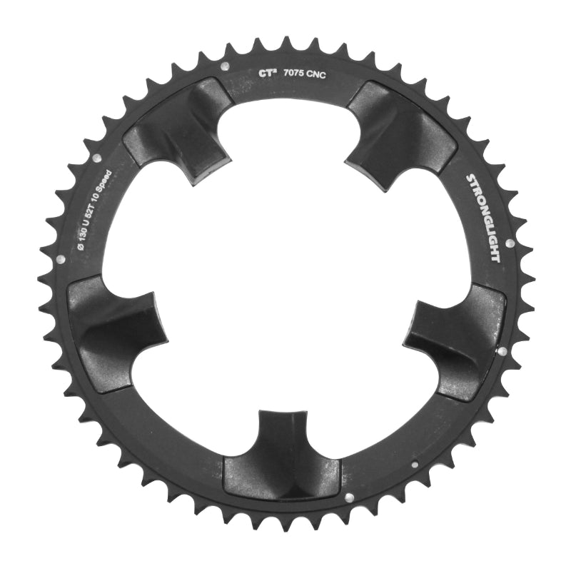 Plateau route Stronglight 5 branches 130 mm pour Shimano Ultegra 6700 extérieur noir CT2 10 v – 52 dents