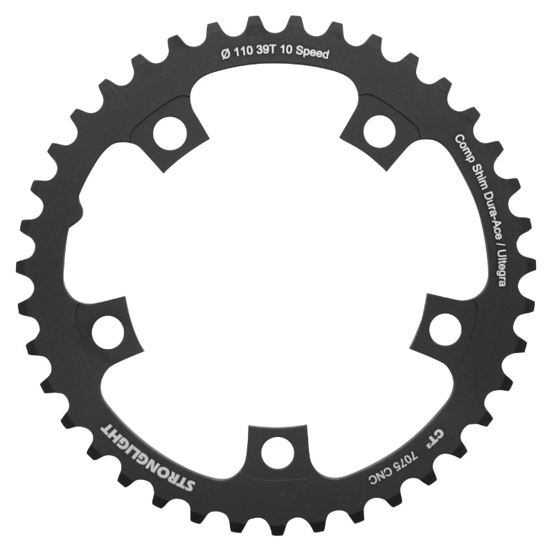 Plateau route Stronglight 5 branches 110 mm pour Shimano Ultegra 6750 intérieur noir CT2 10 v – 39 dents