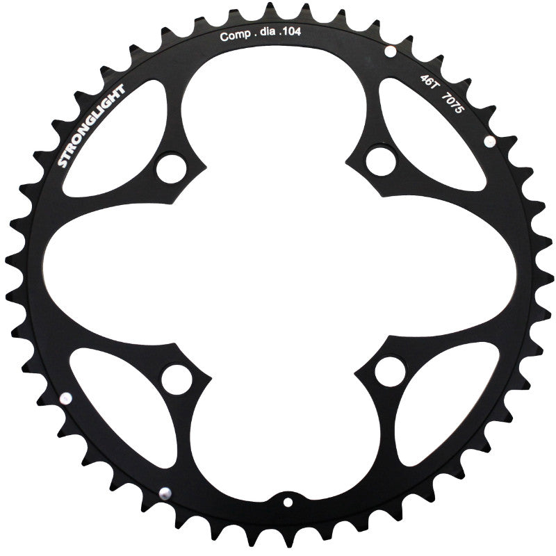Plateau VTT Stronglight 4 branches 104 mm extérieur triple noir 8-9 v ép. 3,5 mm – 46 dents