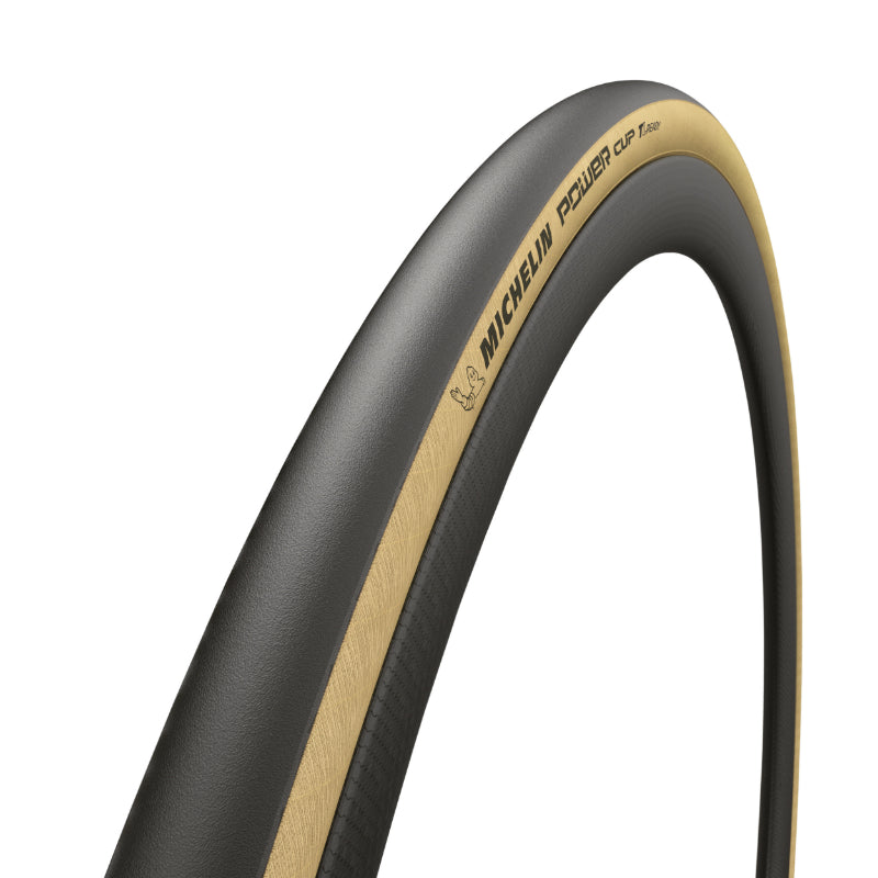 Pneu route Michelin Power Cup Classic noir-beige tringle souple tubeless ready – 700 x 25 (25-622)