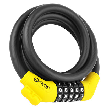Antivol spirale à combinaison Auvray Ø 12 mm 1,50 m noir mat avec support