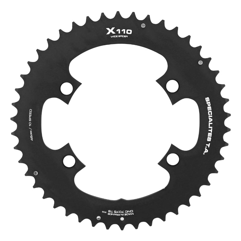 Plateau route TA X110 WS 4 br. 110 mm pour Shimano Tiagra 4700 extérieur noir 9-10 v – 46 dents