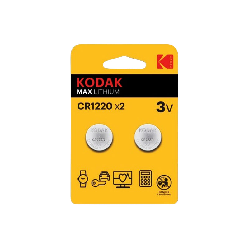 Piles bouton CR1220 Kodak lithium 3 V (lot de 2)