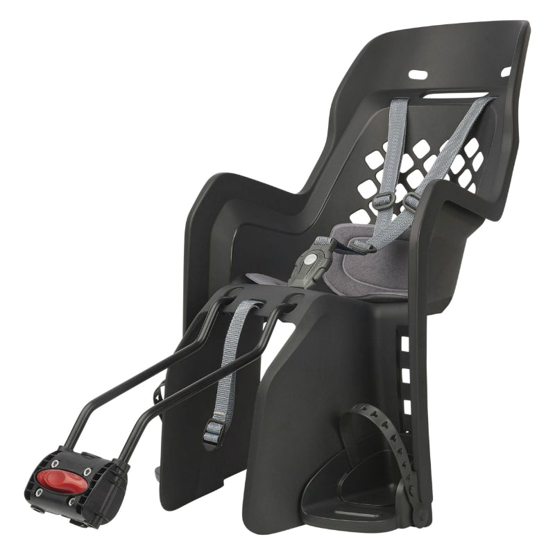 Siège enfant arrière Polisport Joy sur cadre 9-22 kg – Noir coussin gris – compatible 29"