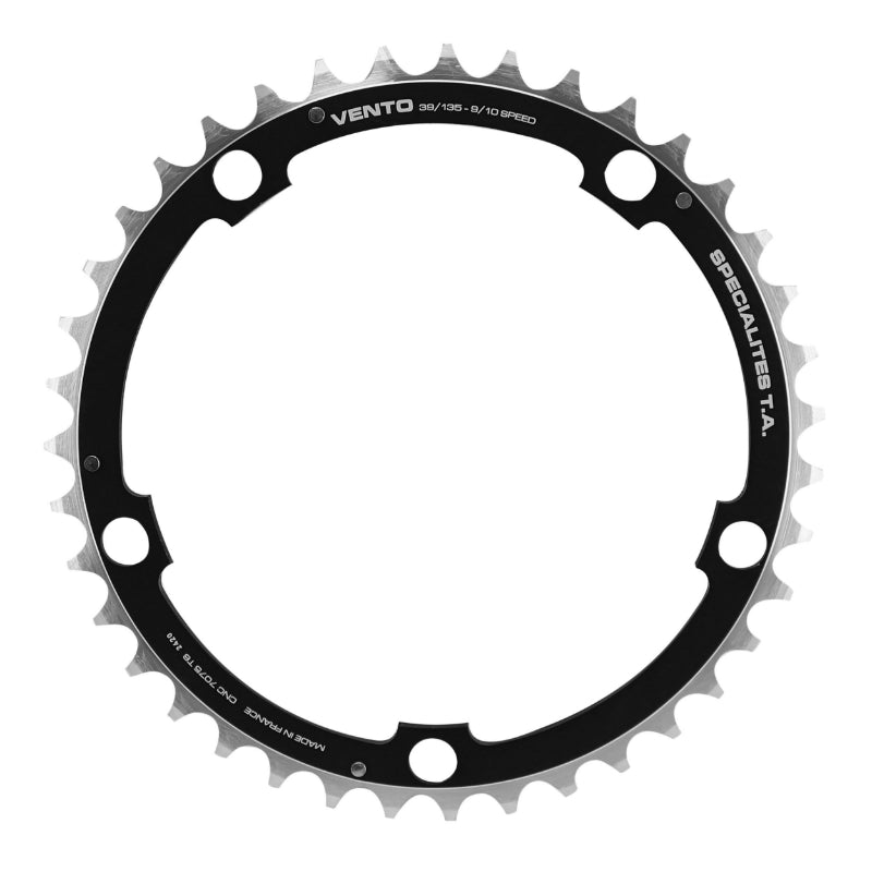 Plateau route TA Vento 5 br. 135 mm type Campagnolo milieu triple noir 9-10 v – 39 dents