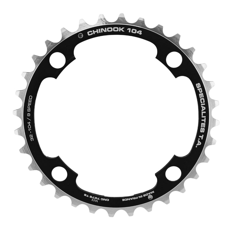 Plateau VTT TA Chinook 4 br. 104 mm pour Shimano-SRAM-FSA milieu triple noir 8-9 v – 32 dents