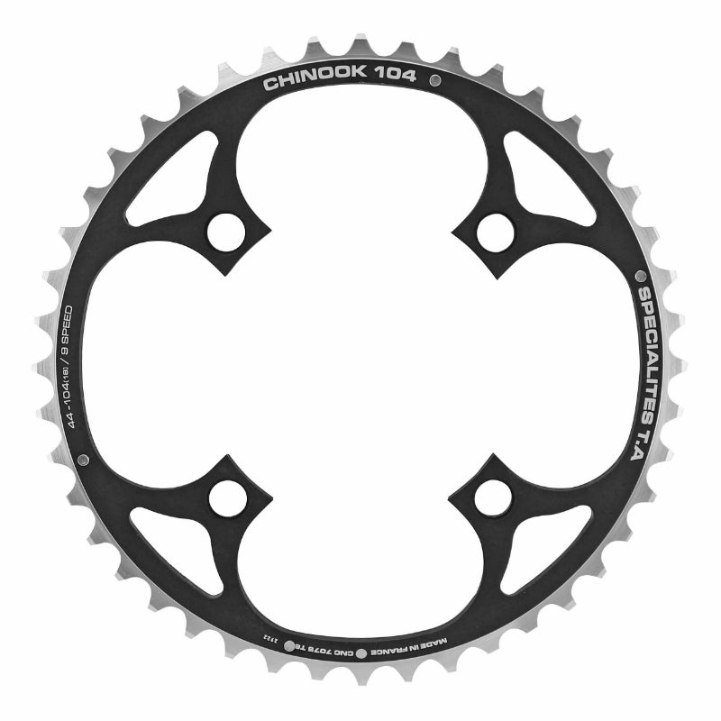 Plateau VTT TA Chinook 4 br. 104 mm pour Shimano-SRAM-FSA extérieur triple noir 8-9 v – 44 dents