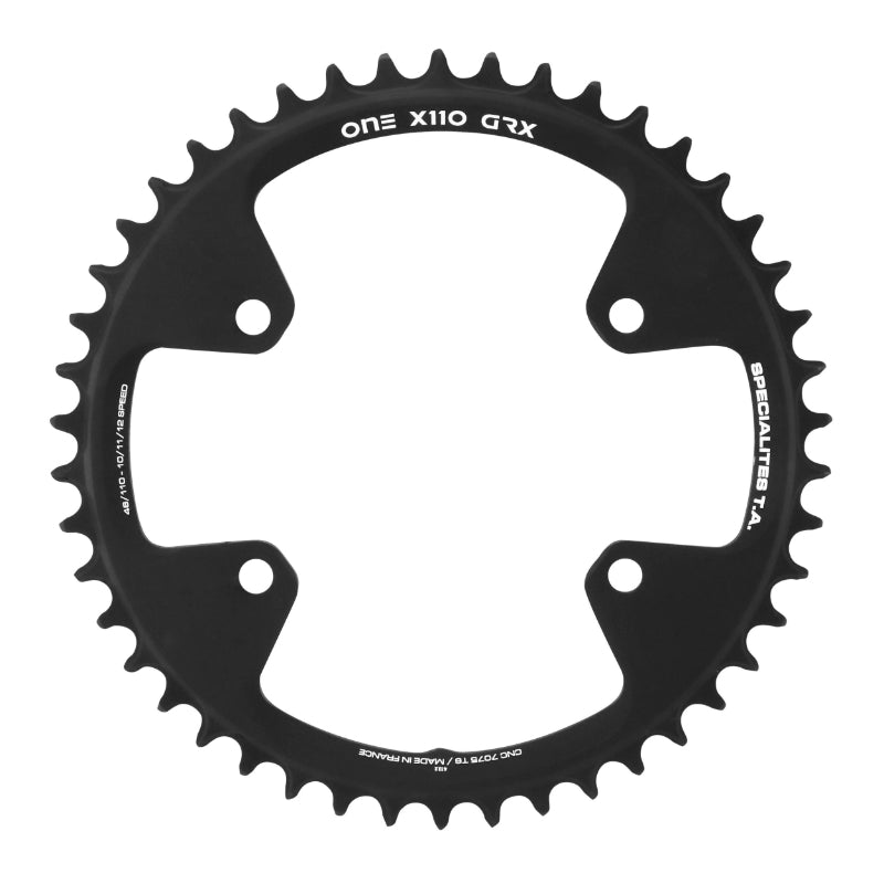 Plateau gravel TA X110 One 4 br. 110 mm pour Shimano GRX mono noir 10-11 v – 46 dents