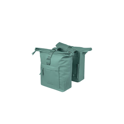 Sacoche double Brooklyn 41 L BASIL – Crochets standard / Vert argenté