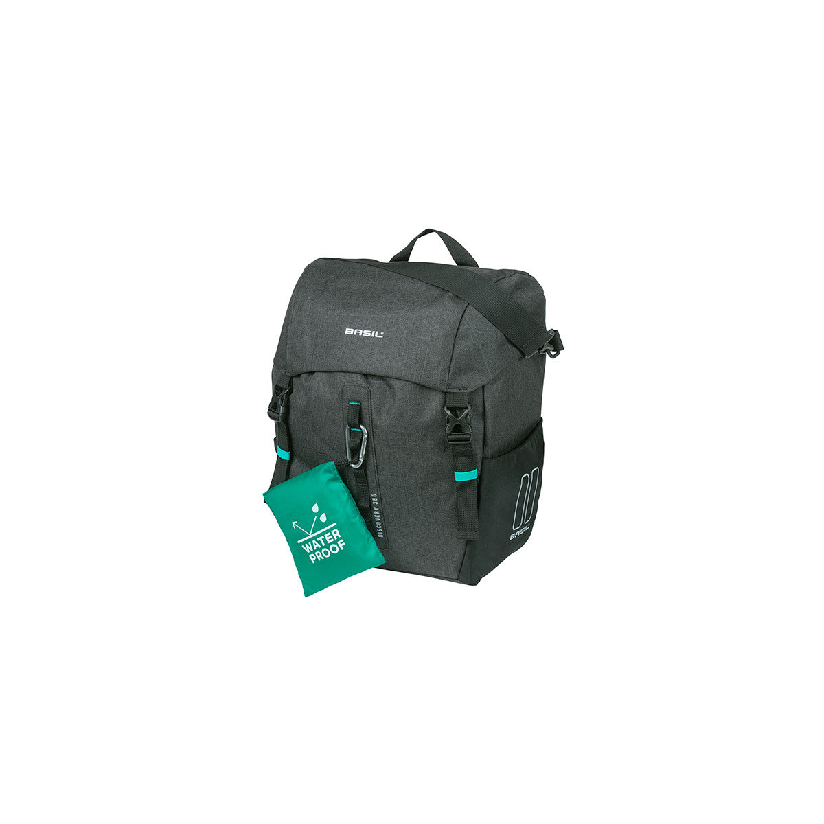 Sacoche arrière Discovery 365D MIK Hooks noir chiné BASIL – L – 20 L