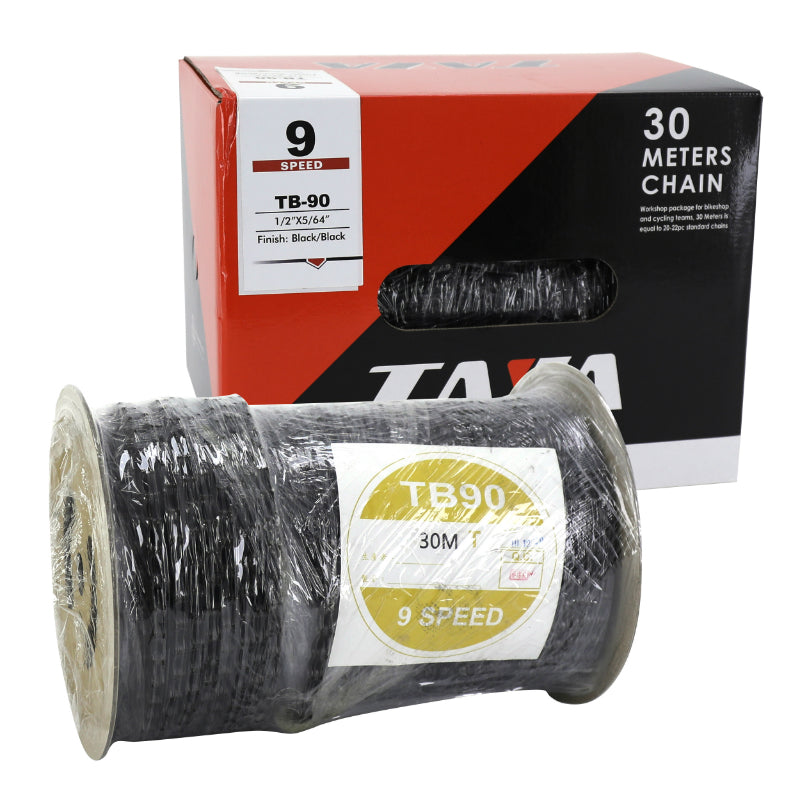 Chaîne 9 vitesses noire (rouleau de 30 m avec 30 attaches)