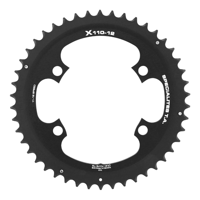 Plateau route TA X110 4 br. 110 mm pour Shimano 105-Ultegra-Dura-Ace 12 v extérieur noir – 52 dents