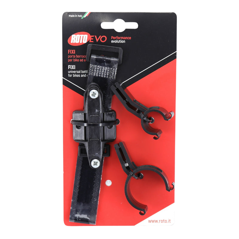 Fixation porte-bidon universelle Roto à velcro avec support mini pompe