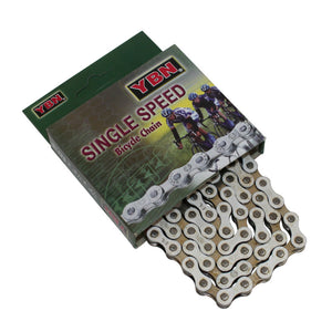 Chaîne single speed BMX YBN S410 blanc-argent 112 maillons
