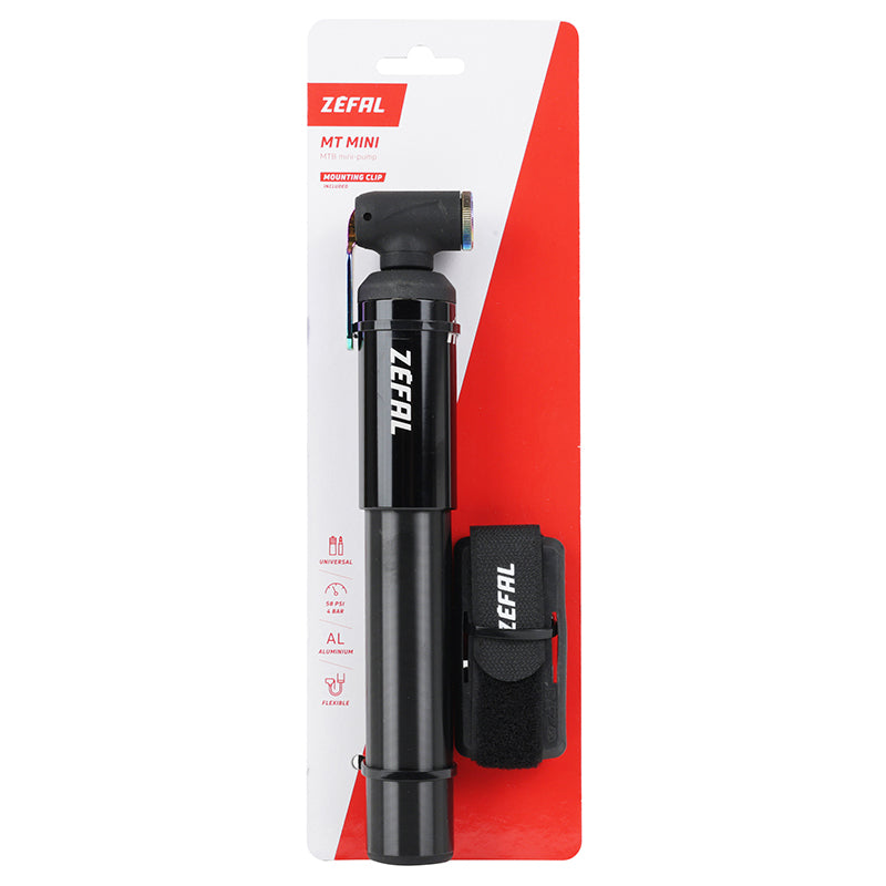 Mini pompe VTT Zefal MT Mini alu noir mat 4 bars – vue 3