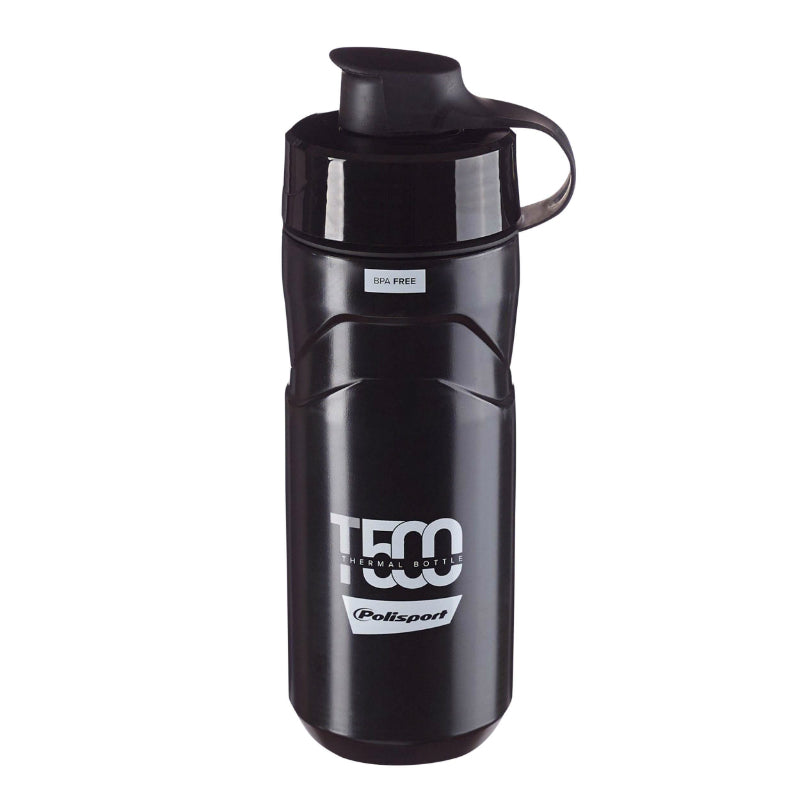 Bidon isotherme Polisport T500 2 en 1 avec bouchon propre – Noir
