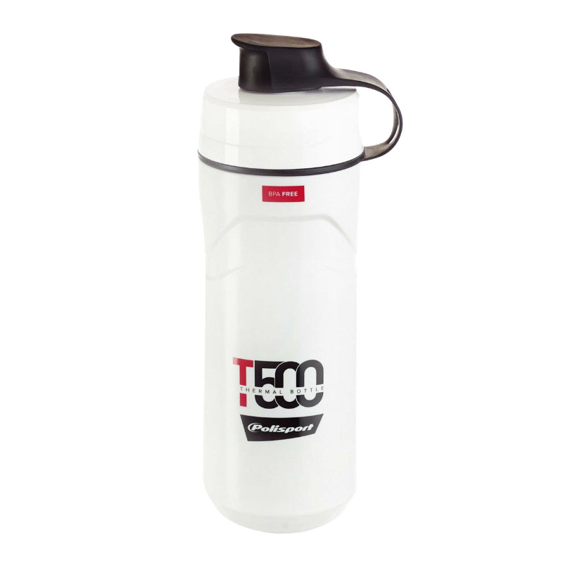 Bidon isotherme Polisport T500 2 en 1 avec bouchon propre – Blanc