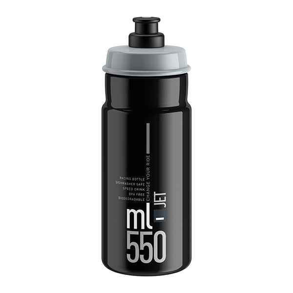 Bidon Elite Jet – Noir logo gris 550 ml