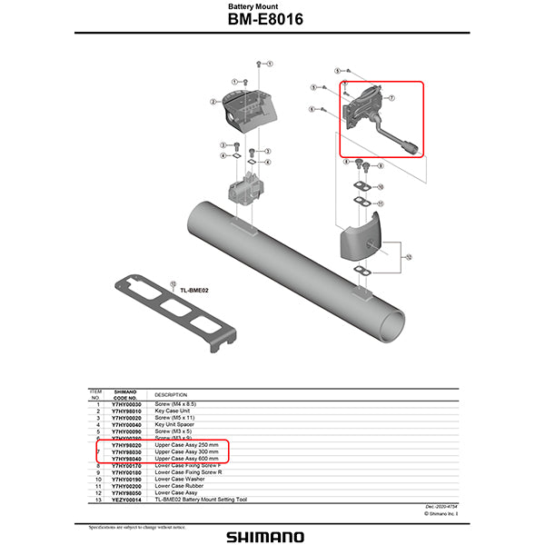 SHIMANO Boîtier Sup. 300mm BM-E8016