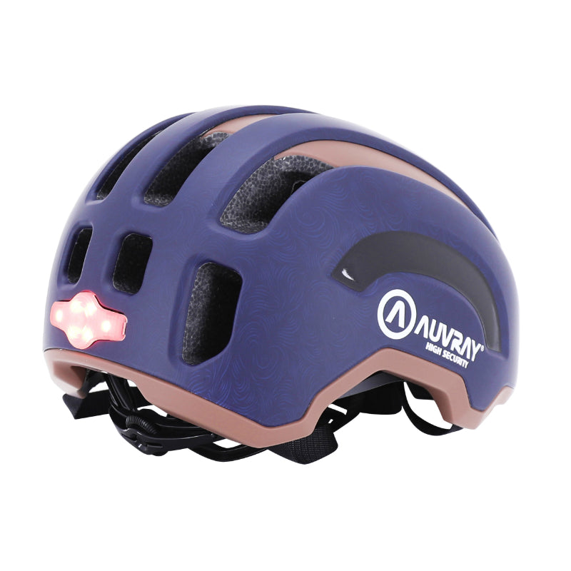 Casque urbain Auvray Safe bleu marine-marron avec éclairage intégré – vue 2