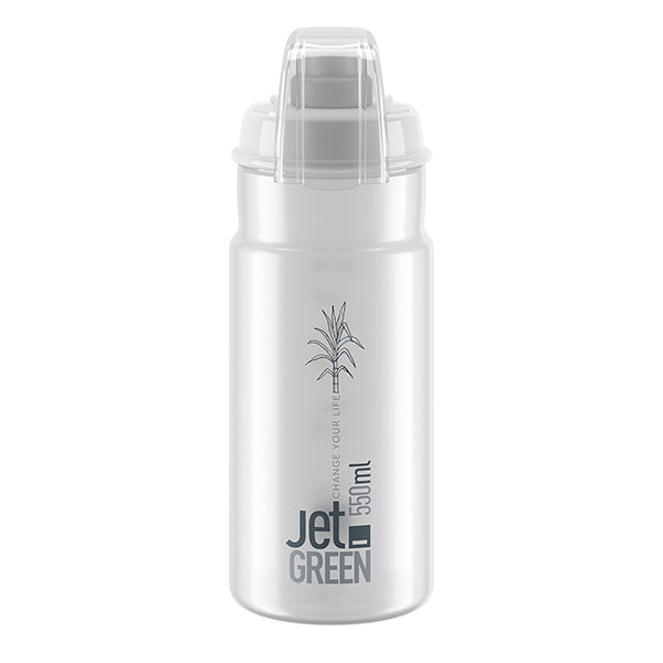 Bidon Elite Jet Sugar Cane biosourcé – Transparent logo gris avec capuchon 550 ml