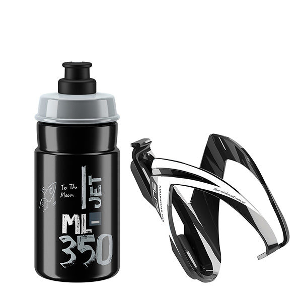 Kit Elite CEO porte-bidon + bidon Jet 350 ml – Jet noir logo gris