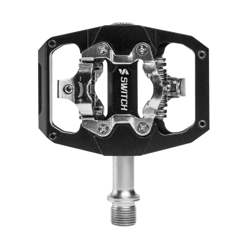 Pédales mixtes gravel-VTT Switch alu CNC compatibles SPD (paire) – Automatique noir 85 x 70 mm