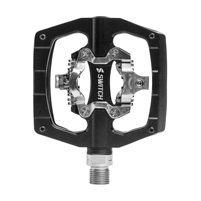 Pédales mixtes gravel-VTT Switch alu CNC compatibles SPD (paire) – Automatique noir 90 x 90 mm