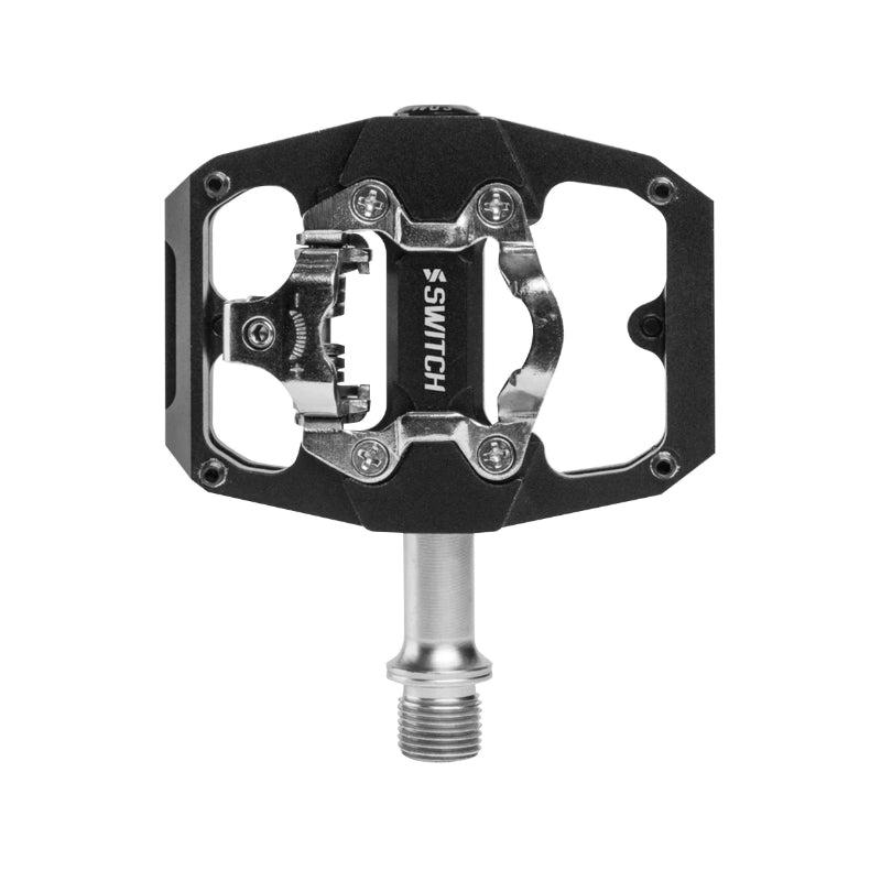 Pédales mixtes gravel-VTT Switch alu CNC compatibles SPD (paire) – Mixte noir 85 x 70 mm
