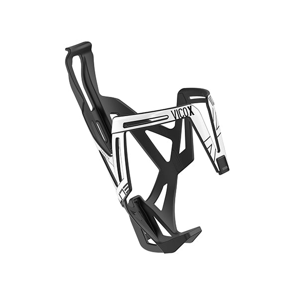 Porte-bidon carbone Elite Vico X – Blanc brillant logo noir