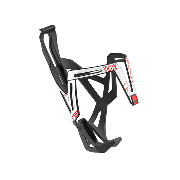 Porte-bidon carbone Elite Vico X – Blanc mat logo rouge