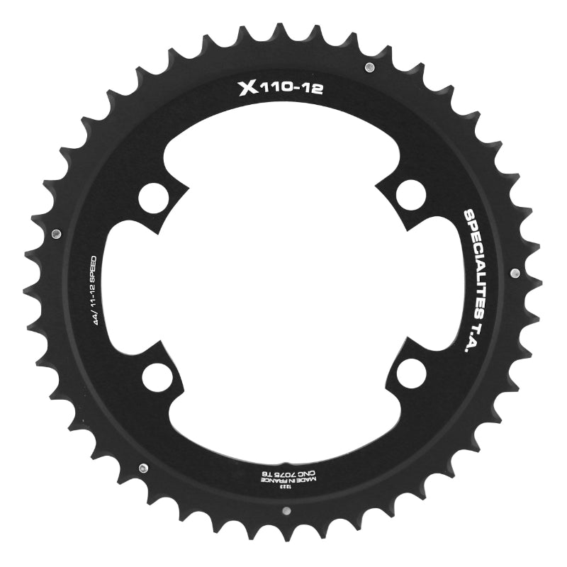 Plateau route TA X110 4 br. 110 mm pour Shimano 105-Ultegra-Dura-Ace 12 v extérieur noir – 44 dents