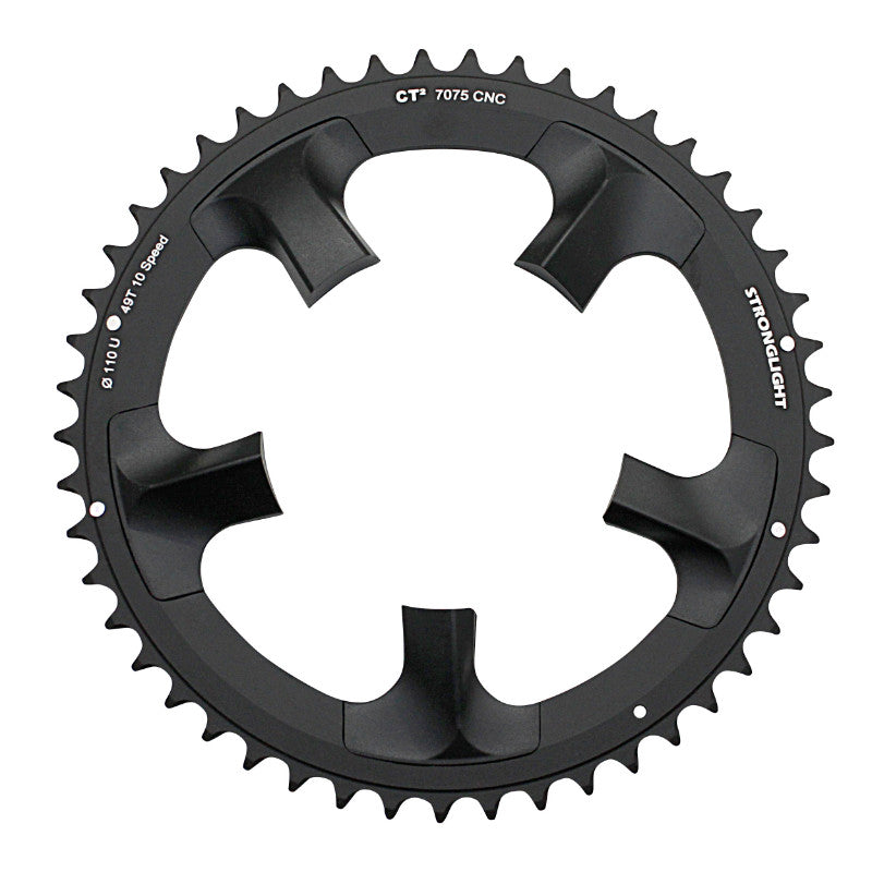 Plateau route Stronglight 5 branches 110 mm pour Shimano Ultegra 6750 extérieur noir CT2 10 v – 49 dents
