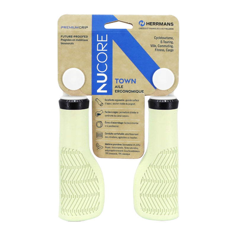 Poignées ergonomiques city Herrmans Nucore Town Lock-On 130 mm (paire) – Crème