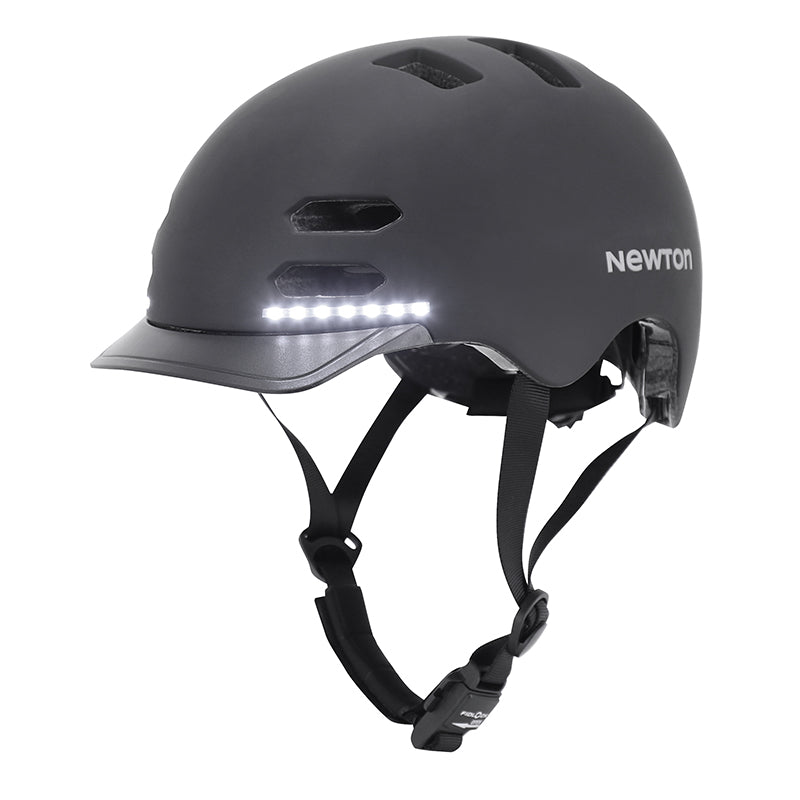 Casque vélo urbain Newton V3 noir mat avec éclairage avant-arrière – 55-58