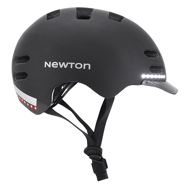 Casque vélo urbain Newton V3 noir mat avec éclairage avant-arrière – 58-61