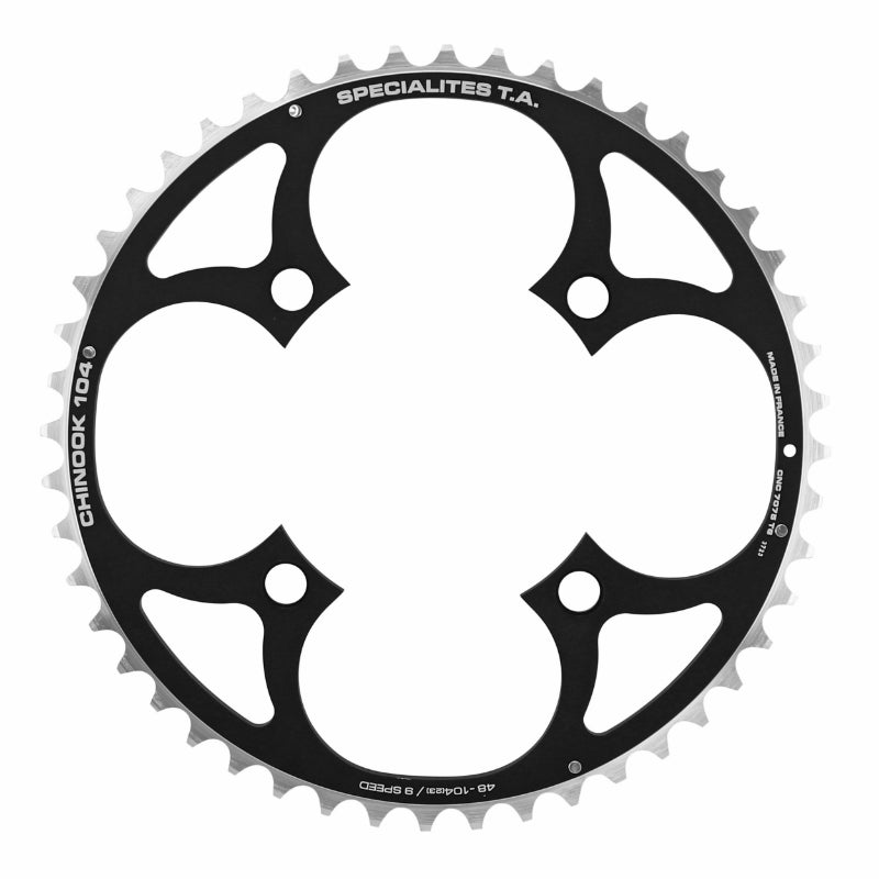 Plateau VTT TA Chinook 4 br. 104 mm pour Shimano-SRAM-FSA extérieur triple noir 8-9 v – 48 dents
