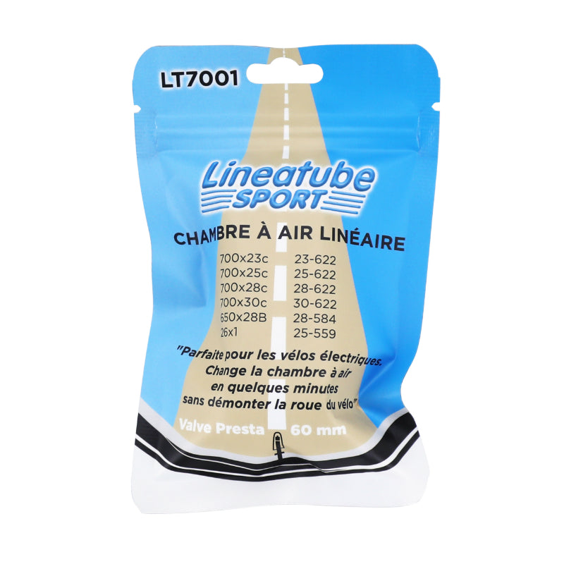 Chambre à air linéaire Linea VAE tout alu (montage sans démonter la roue) – 700 x 23-30 Presta