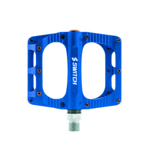 Pédales plateforme VTT Switch Freeride alu CNC 100 x 90 mm à picots (paire) – Bleu
