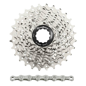 Pack cassette Sunrace RS1 10 vitesses 11-28 et chaîne CN10A 116 maillons