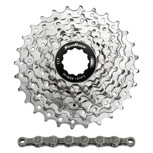 Pack cassette Sunrace R91 9 vitesses 11-28 et chaîne CNM94 116 maillons