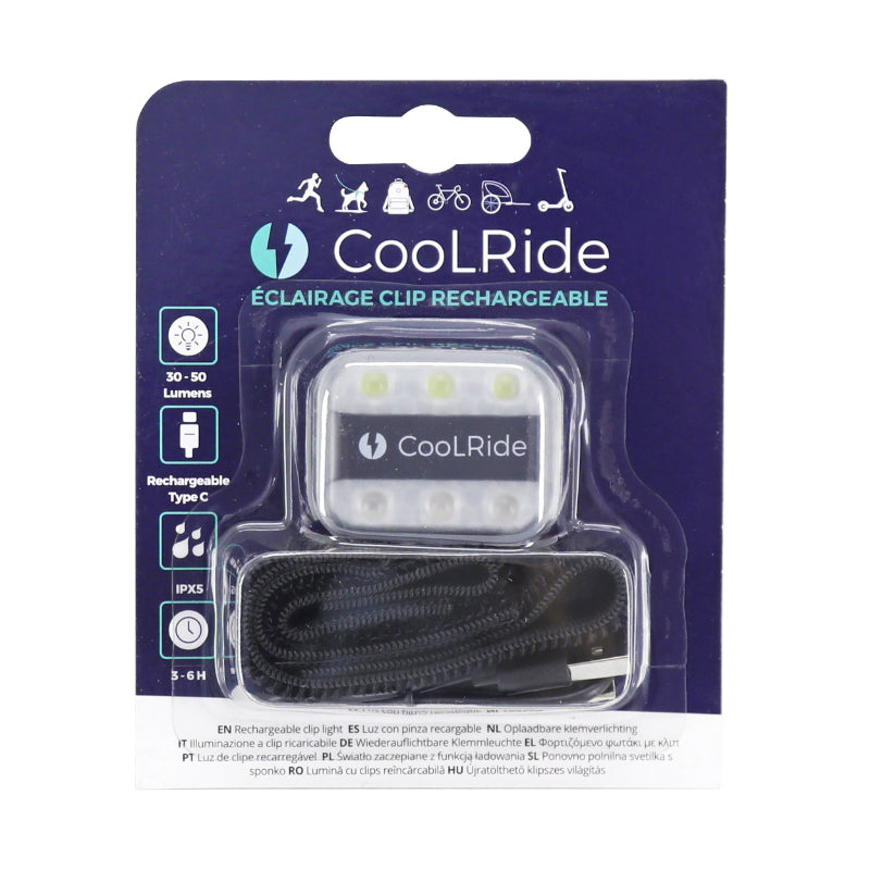 Éclairage arrière USB Coolride 6 LED clip tige de selle et sac à dos